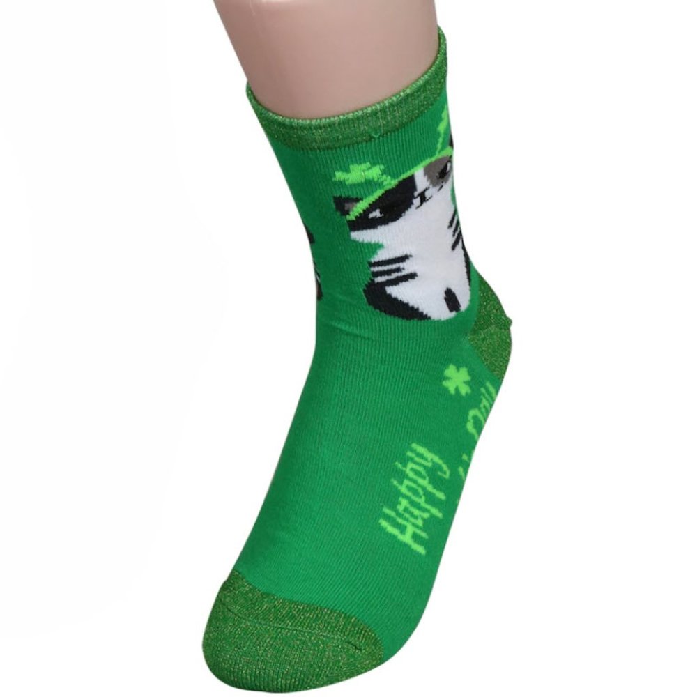 *3/$15* Kitty Cat "Happy St. Purrtrick's Day" Socks - Picture 4 of 5